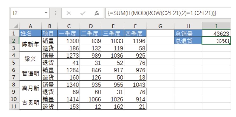 Excel 能否对数据隔行求和？-Excel22