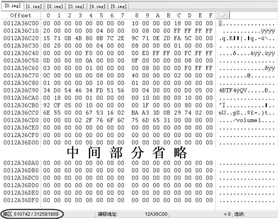 “硬盘0”的610 742号扇区